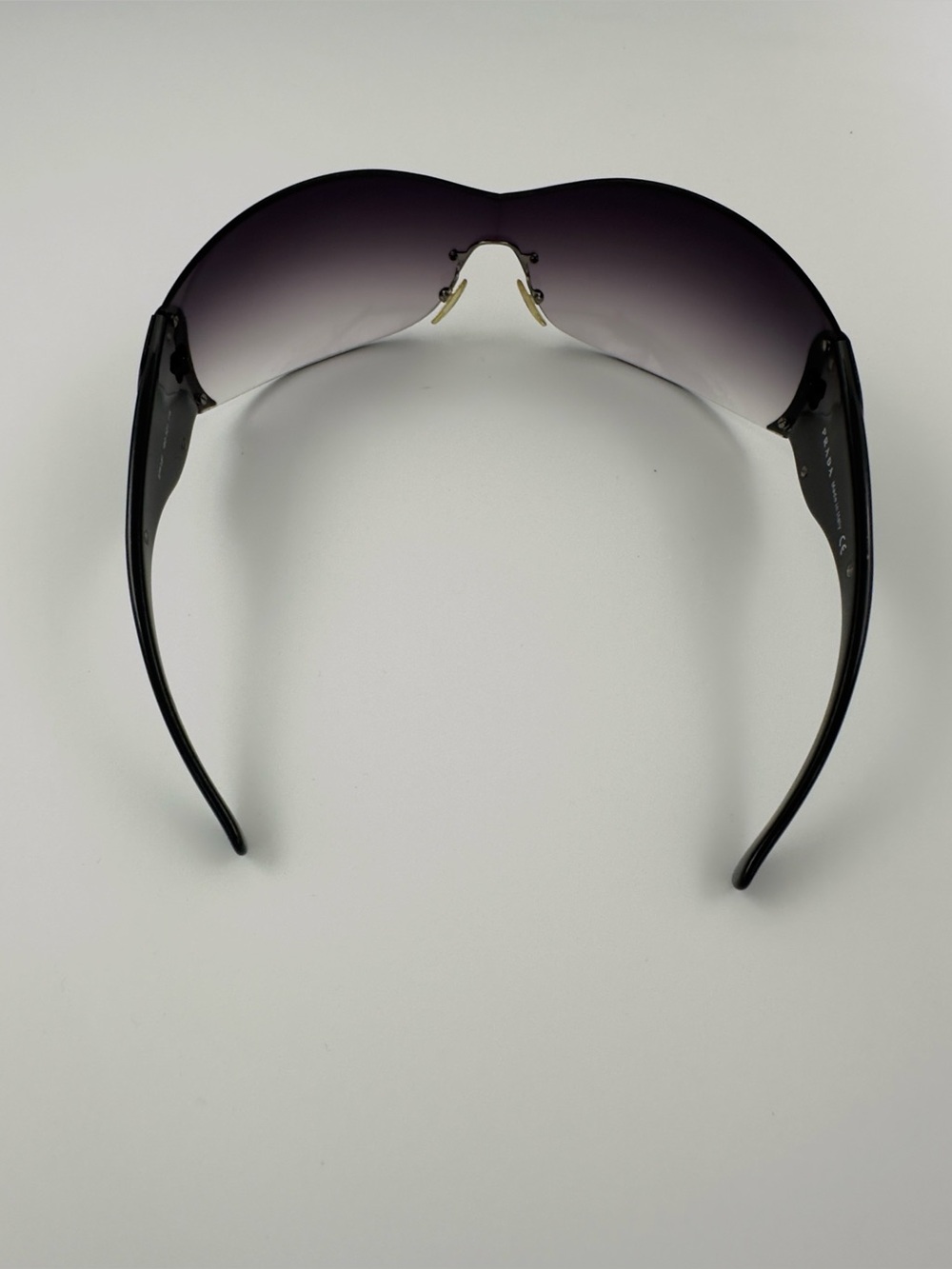 Vintage Prada Women's Shield Sunglasses - Black + Case SPR 58F 1BO- 5D1 115 - Picture 11 of 12